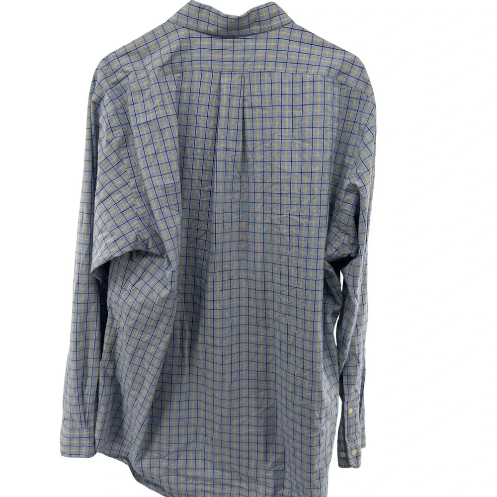 Polo Ralph Lauren Yarmouth Shirt Mens 16 34/35 Blue Yellow Plaid Button-Up